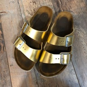 Birkenstock soft footbed gold sandals